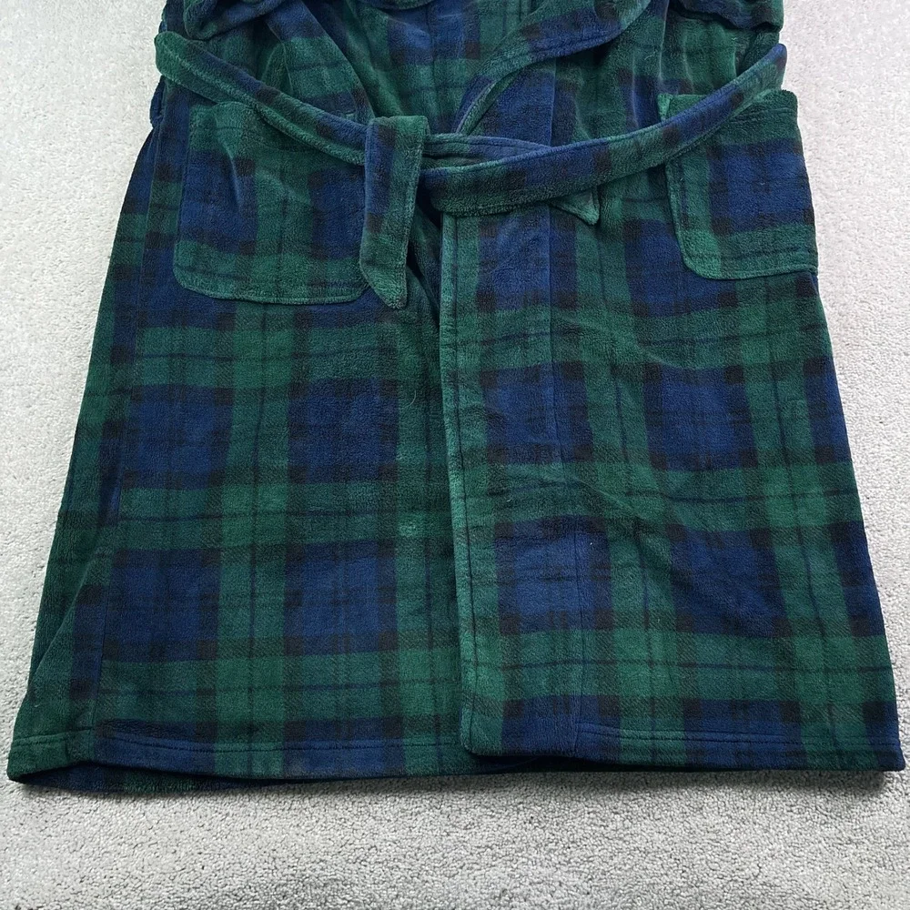 Polo Ralph Lauren Robe Mens Large Green Blackwatch Plaid Thick Fleece Belted